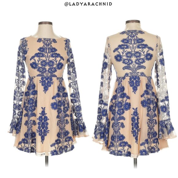 FOR LOVE AND LEMONS Temecula blue embroidered mini dress - Picture 6 of 9